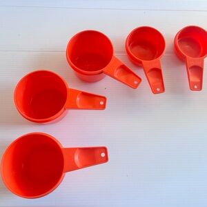 Vintage Tupperware Measuring Cups Set Orange 6 Pieces